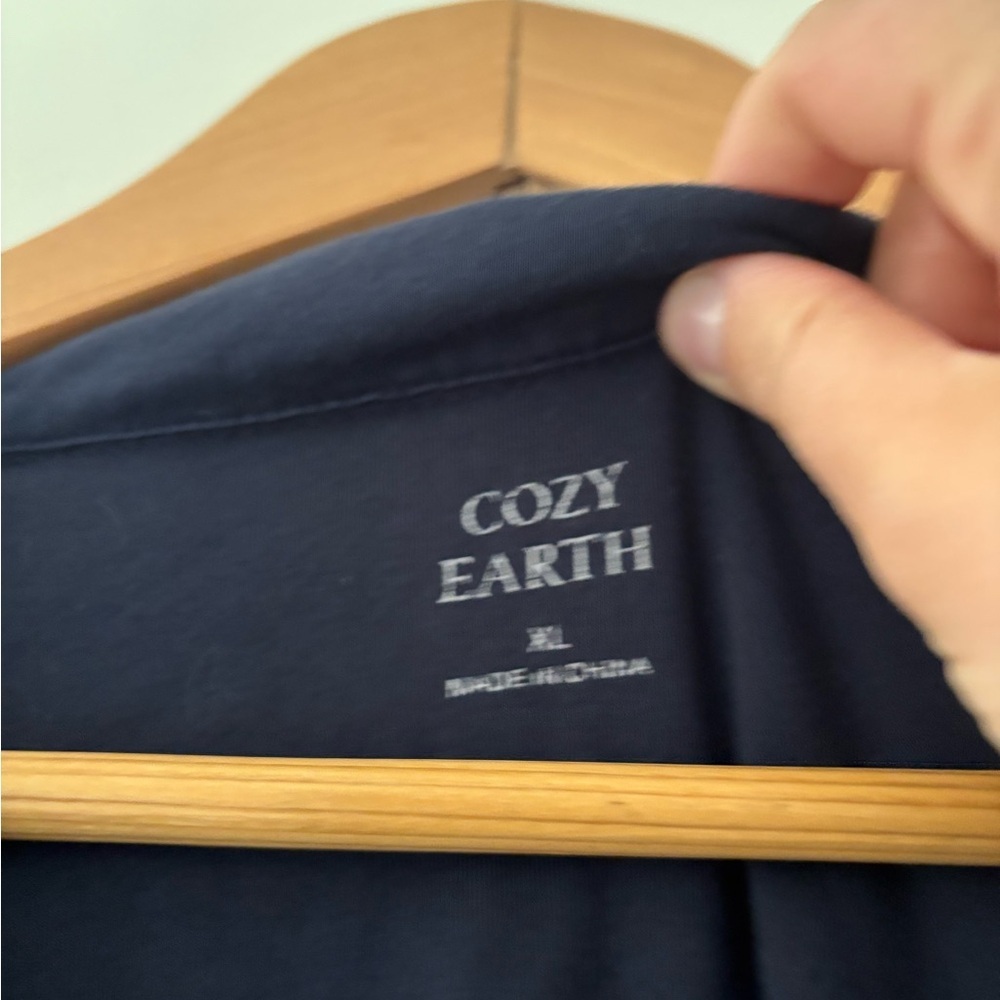 Cozy Earth Bamboo Stretch-Knit Long Sleeve Pajama Set Navy - Picture 11 of 12